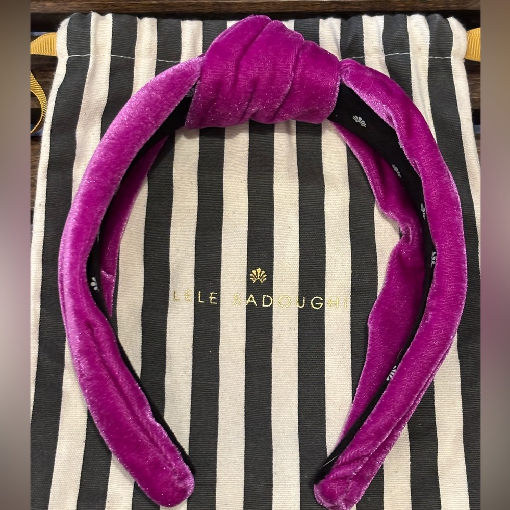 Lele Sadoughi Magenta Velvet Knotted Headband